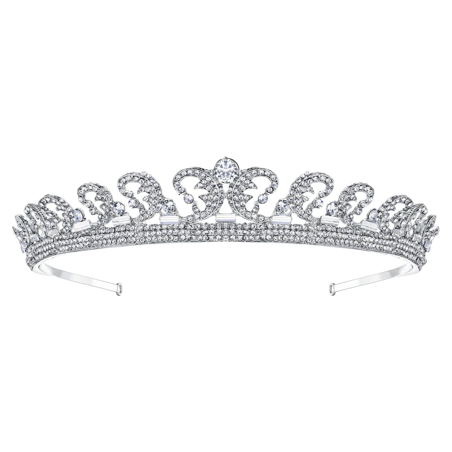 EVER FAITH Austrian Crystal Bridal Accessories Princess Inspired Royal Wedding Hair Crown Tiara Hairpiece for Bride