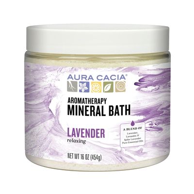 Aura Cacia Aromatherapy Mineral Bath, Relaxing Lavender, 16 ounce jar (Pack of 2)