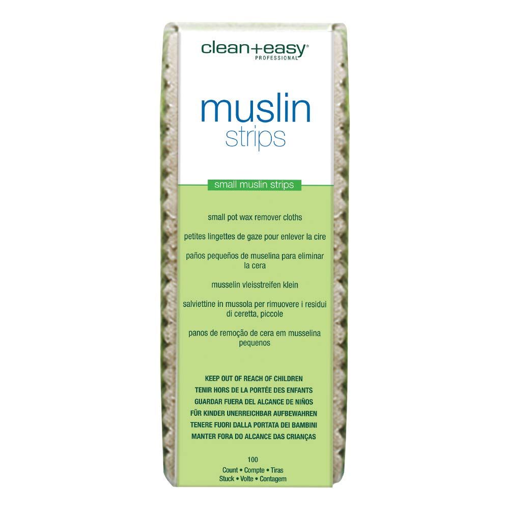Clean + Easy Small Facial Muslin Wax Strips for Hair Removal, Pre-Cut Durable Muslin Epilating Strips to Remove Unsightly Hairs from the Face - 1 3/4&quot; X 4 1/2&quot;, 100 count