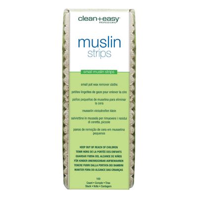 Clean + Easy Small Facial Muslin Wax Strips for Hair Removal, Pre-Cut Durable Muslin Epilating Strips to Remove Unsightly Hairs from the Face - 1 3/4&quot; X 4 1/2&quot;, 100 count