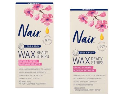 Nair Hair Remover Wax Ready-Strips 40 Count Legs/Body (2 Pack)