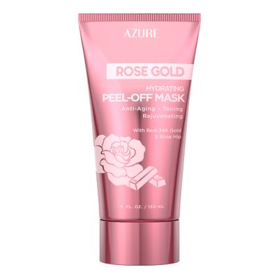AZURE Rose Gold Hydrating Peel Off Face Mask- Anti Aging, Toning &amp; Rejuvenating - Removes Blackheads, Dirt &amp; Oils - With Gold and Rose Water - Skin Care - 150mL / 5 fl.oz.