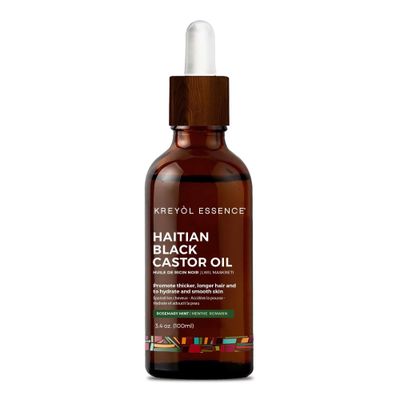 Kreyol Essence - Haitian Black Castor Oil for Skin and Hair, Glass Bottle - Fuller-Looking Hair, Hexane Free, Natural Humectant