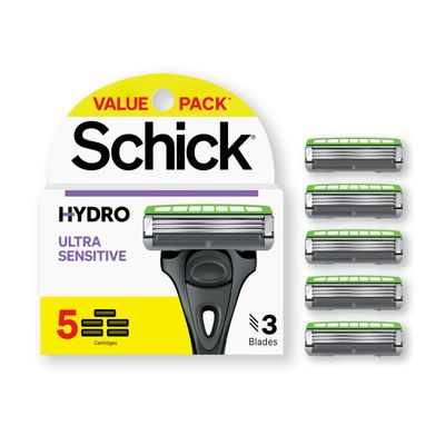 Schick Hydro Ultra Sensitive Razor Refills, 5ct | Razor Blades Refills, Razor Blades for Men, Shaving Blades for Men, Hydro Razor Blades Refill, 3 Blade Razor Heads, 5 Refills