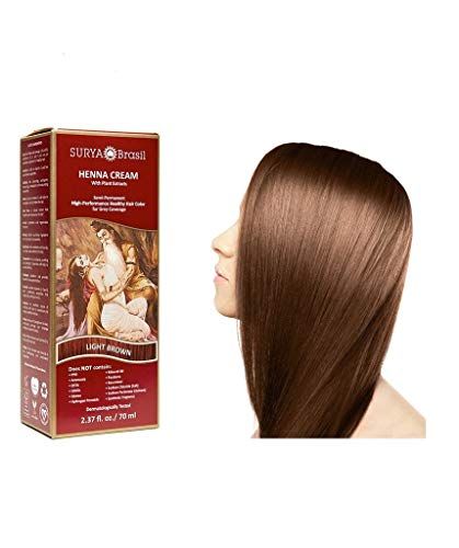 Surya Brasil Light Brown Natural Henna Cream Hair Color Treatment for Gray Hair Coverage, Deep Conditioning Semi Permanent Hair Dye, 2.37 oz / 70 ml