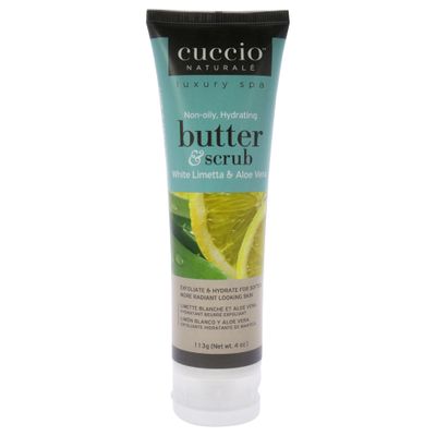 Cuccio Naturale Butter Scrub - Exfoliates And Hydrates - For Softer, Radiant Looking Skin - Infuses Moisture Into Dry Skin - Non-Oily 24 Hour Hydration - Creamy - White Limetta And Aloe Vera - 4 Oz
