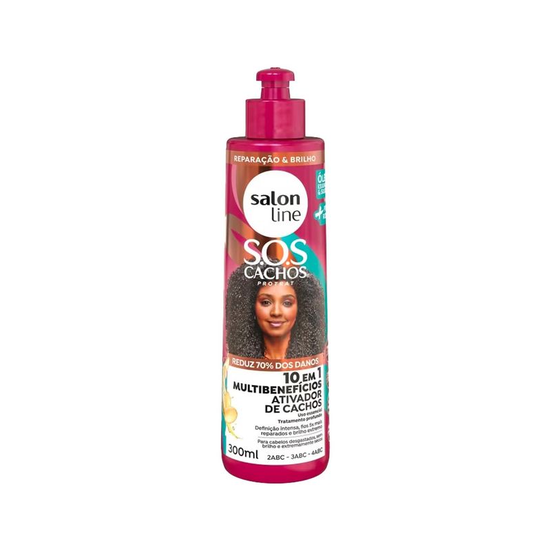 Salon Line - Linha SOS Cachos (+ Poderosos) - Ativador de Cachos 10 em 1 Multibeneficios 300 Ml - (SOS Curls (+ Powerful) - Curl Activator 10 in 1 Multibenefits 10.14 Fl Oz)