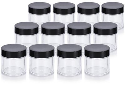 1 oz / 30 ml Clear Thick Wall Acrylic Travel Refillable Jar (12 pack) Samples, Balms, Makeup and Cosmetics, Salves