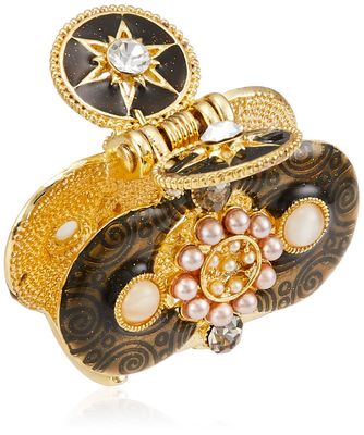 Caravan Top Star Hair Claw Made Of Swirls And Button Jeweled With Epoxy And 46 Pearls Rhinestones And Such