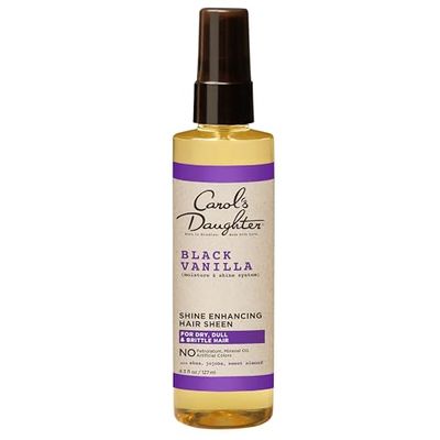 Carol&#39;s Daughter Black Vanilla Hair Sheen for Curly, Wavy or Natural Hair, Hair Shine Spray and Moisturizer For Dry, Dull or Brittle Hair, 4.3Fl Oz