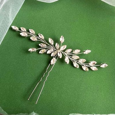 JAKAWIN Bride Crystal Wedding Hair Pin Silver Rhinestone Hair Piece Bridal Hair Accessories for Women HP073 (Silver)