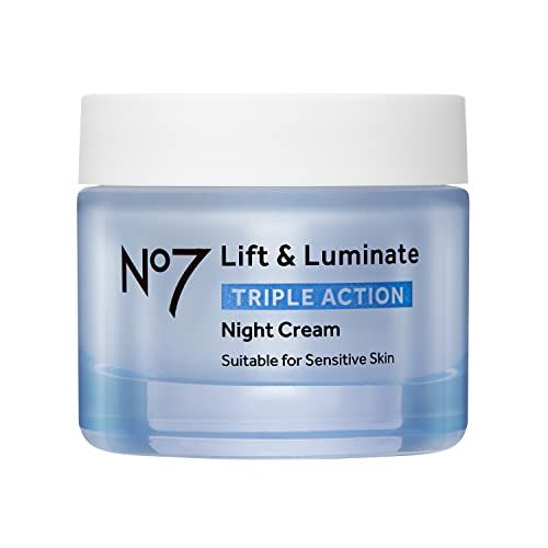 No7 Lift &amp; Luminate Triple Action Night Cream - Anti Wrinkle, Collagen Peptide Brightening Cream - Skin Firming Hyaluronic Acid &amp; Hibiscus + Hyperpigmentation Vitamin C Face Cream (50ml)