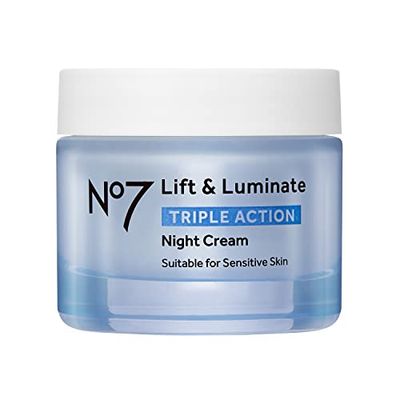 No7 Lift &amp; Luminate Triple Action Night Cream - Anti Wrinkle, Collagen Peptide Brightening Cream - Skin Firming Hyaluronic Acid &amp; Hibiscus + Hyperpigmentation Vitamin C Face Cream (50ml)