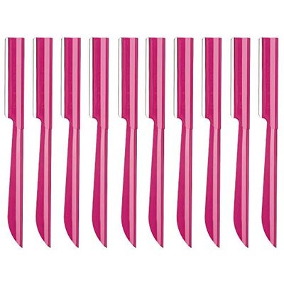 Miss Gorgeous London Eyebrow Razor, Eyebrow Razor Shaper for Men and Women, Grooming Shavers (red-10pcs)