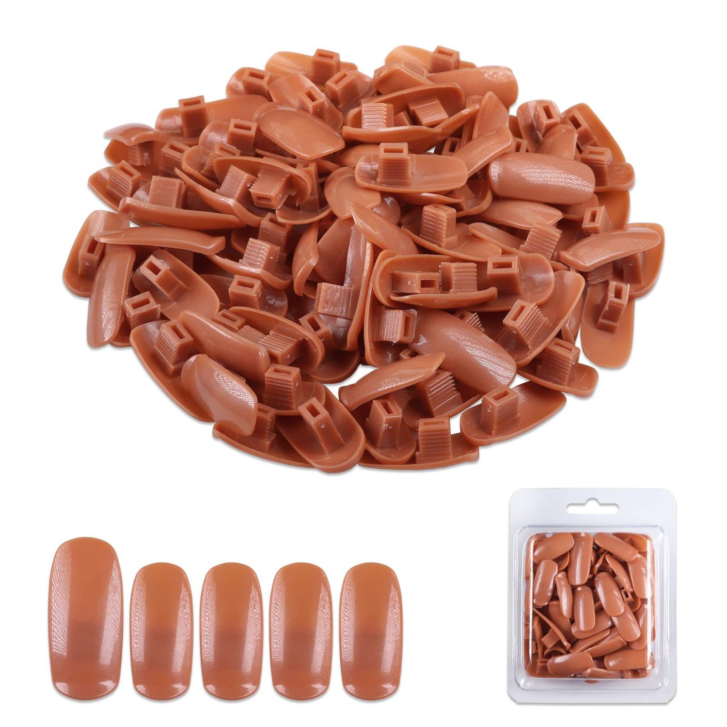 PANA USA Training Practice Tips - False Fake Nail Tips for Nail Manicure DIY Tech Nails Model Art Tools (Brown Tips)