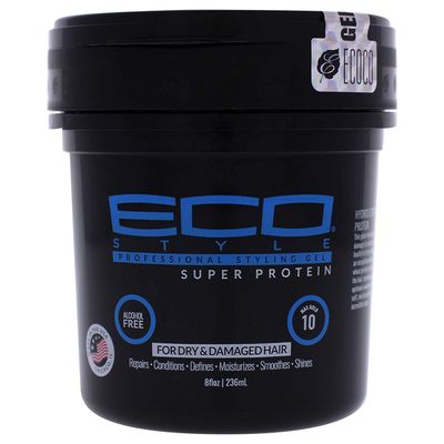Eco Style ECOCO Gel Regular Super Protein Provides Gravity Defying Hold &amp; Long Lasting Shine, Helps Maintain Healthy Hair, Perfect for Pin Ups &amp; Twist for All Hair Types, Clean Scent, 8 Oz