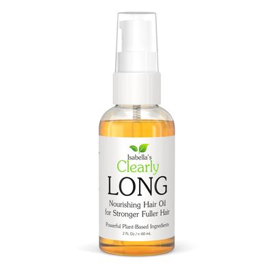 Clearly LONG, 100% Natural Hair Strengthening + Conditioning Leave In Treatment for Split Ends, Dry Damaged Hair with Castor, Jojoba, Argan Oils | Sulfate Free, Alcohol Free (60 mL)