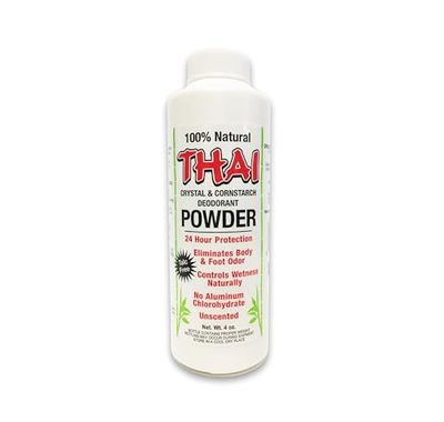 Thai Crystal Deodorant Natural Crystal &amp; Cornstarch Deodorant Foot Body Powder, Unscented, 4 Ounce