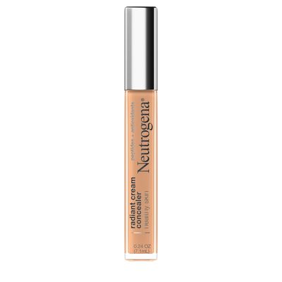 Neutrogena Healthy Skin Radiant Brightening Cream with Peptides &amp; Vitamin E Antioxidant, Lightweight Perfecting Concealer Cream, Non-Comedogenic, Almond Medium 02 with warm undertones, 0.24 oz