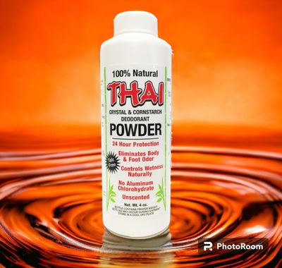 Thai Crystal Deodorant Natural Crystal &amp; Cornstarch Deodorant Foot Body Powder, Unscented, 4 Ounce