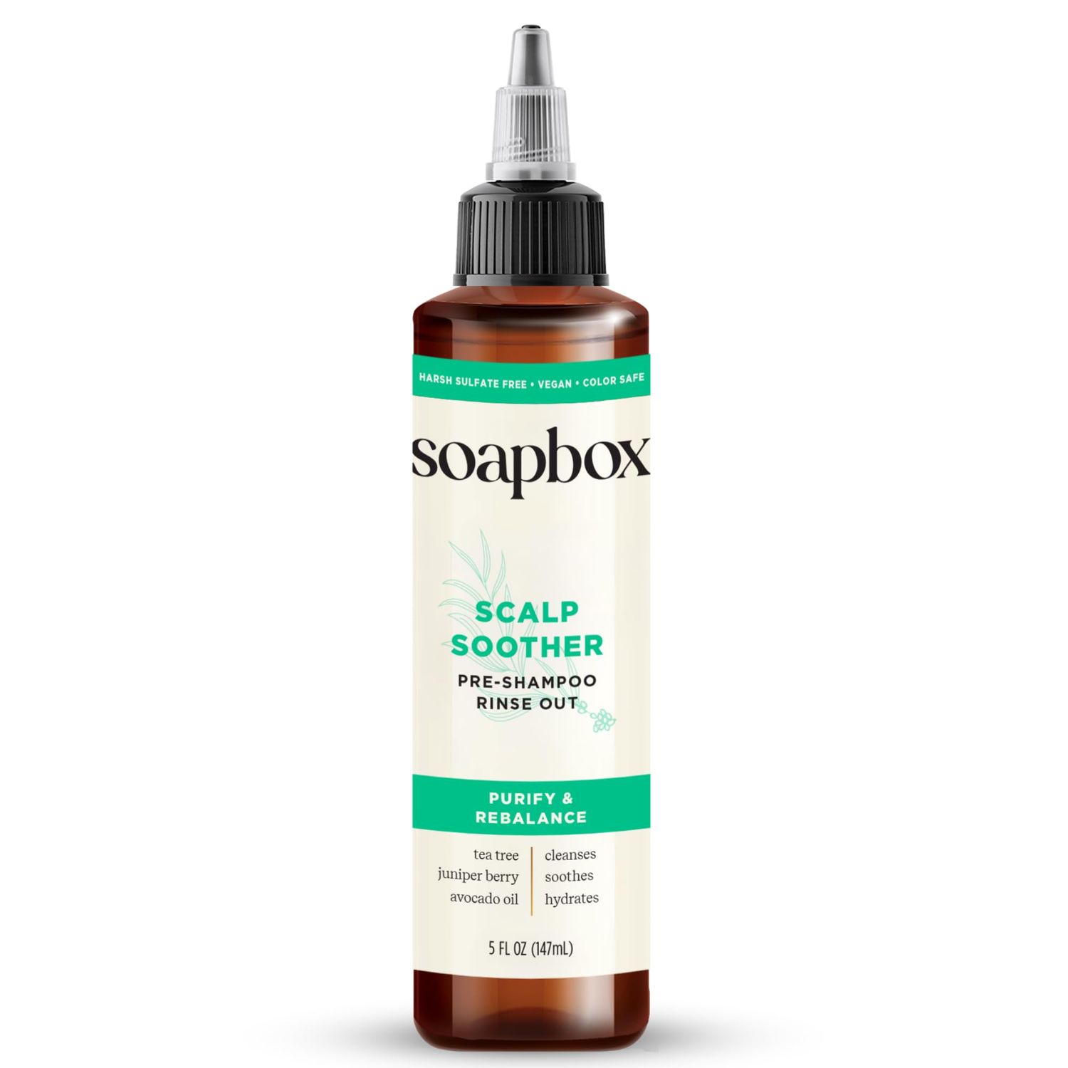 Soapbox Scalp Treatment, Soothing Treatment with Tea Tree Oil &amp; Hyaluronic Acid to Sooth Irritated, Itchy, Sensitive Scalp and Hydrate Hair Vegan, Cruelty, Paraben, Gluten and Sulfate Free, 5oz