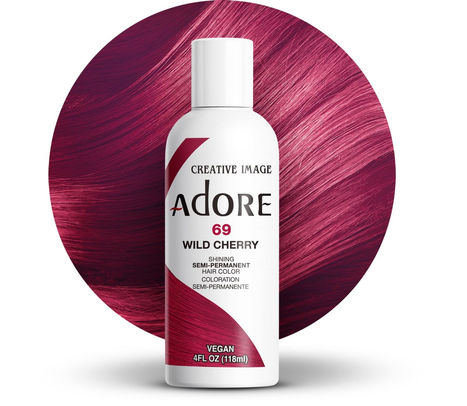 Adore Semi Permanent Hair Color - Vegan and Cruelty-Free Red Hair Dye - 4 Fl Oz - 069 Wild Cherry (Pack of 1)