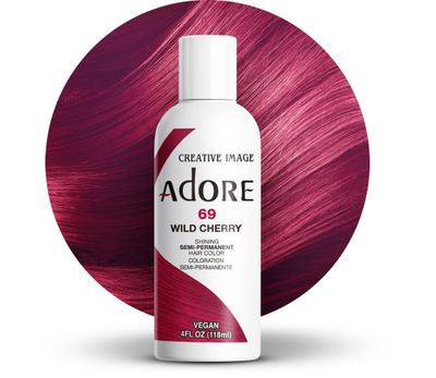 Adore Semi Permanent Hair Color - Vegan and Cruelty-Free Red Hair Dye - 4 Fl Oz - 069 Wild Cherry (Pack of 1)