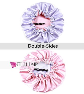 ELIHAIR Kids Satin Bonnet Sleeping Cap for Natural Hair Teens Toddler Child Baby Adjustable Satin Cap for Night Sleeping Reversible Double Layer Pink/Purple