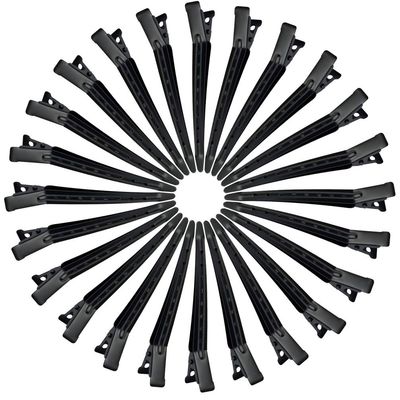 24 Packs Duck Bill Clips, Bantoye 3.35 Inches Rustproof Metal Alligator Curl Clips with Holes for Hair Styling, Hair Coloring, Black
