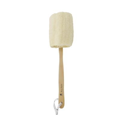 Bleu Bath (1 Pack) Exfoliating Loofah Back Brush in 100% Natural and Organic Luffa Loofa with Long Wooden Handle Fixed, Scrubber Brush for Men and Women or Even Sensitive Skin