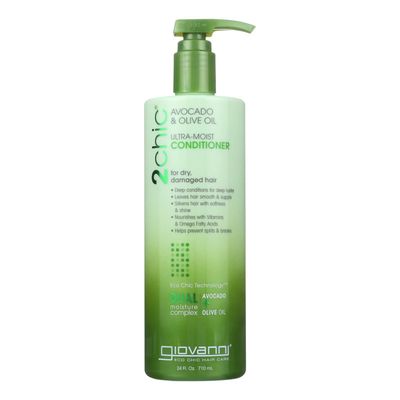 GIOVANNI 2chic Ultra-Moist Conditioner - Avocado &amp; Olive Oil, Creamy Hydration Formula, Enriched with Aloe Vera, Shea Butter, Botanical Extracts, No Parabens, Color Safe - 24 oz