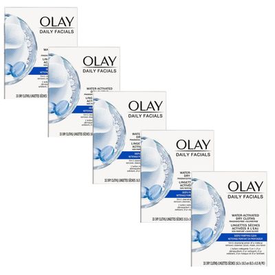 Olay Daily Deeply Clean 4-in-1 Water Activated Cleansing Face Cloths 33ct (Pack of 5)