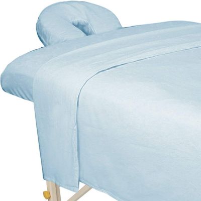 ForPro Premium Flannel 3-Piece Massage Sheet Set - Powder Blue - For Massage Tables - Includes Massage Flat Sheet, Massage Fitted Sheet and Massage Fitted Face Cover