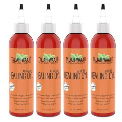 Taliah Waajid Black Earth Products African Healing Oyl | Total Body Oil | Softens, Moisturize, Coats, and Protects Hair &amp; Skin | Infused with Vitamin E, Olive Oil, and Sunflower Oil- 8oz (T128) 4-Pack