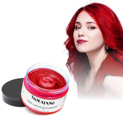 Red Hair Wax Color, SOVONCARE Temporary Dye Wax Natural Hairstyle Cream Hair Pomades for Women &amp; Men Party Cosplay Halloween Date 4.23 oz (Red)