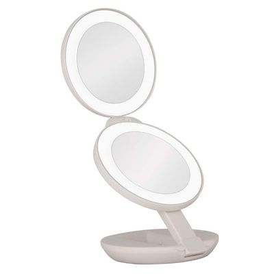 Zadro 4.5&quot; Round LED Compact Mirror 10X/1X Travel Mirror with Lights and Magnification 3 AAA batteries LED Makeup Mirror