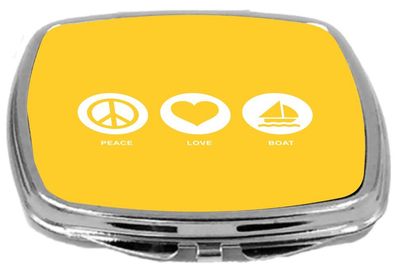 Rikki Knight Peace Love Boat Design Compact Mirror, Yellow, 2 Ounce