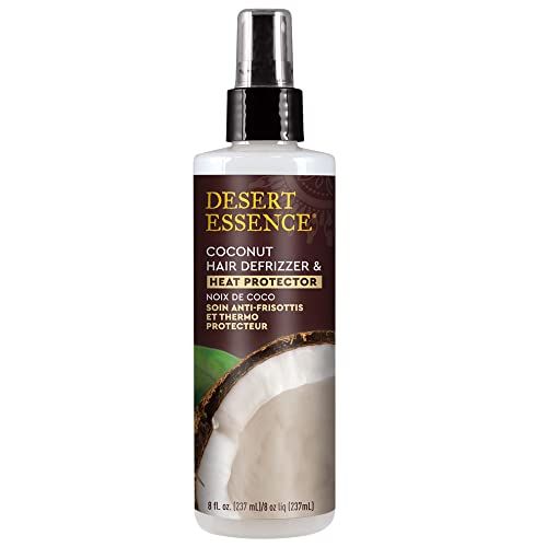 Desert Essence Coconut Hair Defrizzer &amp; Heat Protector 8 fl oz - Gluten Free, Vegan, Cruelty Free - Coconut Oil &amp; Jojoba Seed Extract - Protects Hair from Heat &amp; Styling Damage