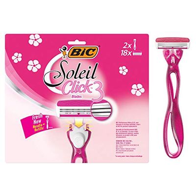 BIC Simply Soleil Click Womens Disposable Razor, Pink, 18 Pack
