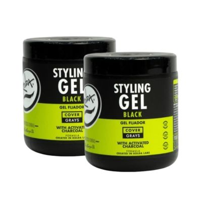 Rolda Black Styling Hair Gel - Medium To Strong Hold With Medium Shine For a Wet Slicked Back Look With All Day Hold - Activated Black Charcoal Covers Grey Hair Instantly 17.6oz (2PK)