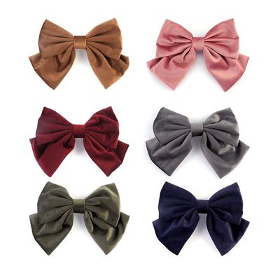 JIAHANG Velvet Hair Bow Clips Thick Hair Velour Big Bowknot Barrettes?French Style Hair Accessories 6PCS for Women Girls Ladies (velvet 6pcs)