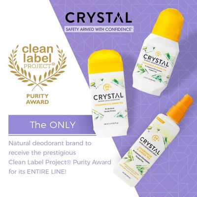 Crystal Deodorant Essence Spray 4 Ounce Chamomile/Green Tea, All Over Body Deodorant, (118ml) (3 Pack)