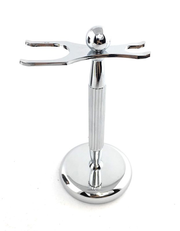 G.B.S Brush and Razor Stand - Lined Chrome Shaving Stand - Stylish and Unbreakable Stand Best for Your Bathroom Everyday Grooming