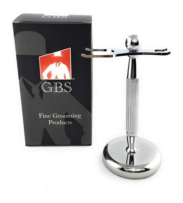 G.B.S Brush and Razor Stand - Lined Chrome Shaving Stand - Stylish and Unbreakable Stand Best for Your Bathroom Everyday Grooming