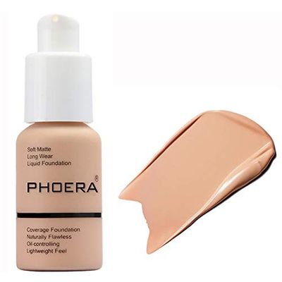 58g PHOERA Foundation Full Coverage Foundation Flawless Concealer Foundation Matte Oil Control Concealer Long Lasting Moisturizing Base Liquid Cover Cream Colour Changing Foundation for women&amp;girls