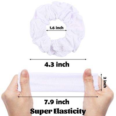 WATINC 24 Pcs White Scrunchies Hairbands for Tie Dye DIY Plain Cotton Hair Scrunchie Elastic Headband Scrunchy Traceless Ties Ponytail Holder Hair Accessories for Women