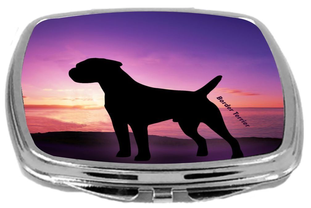 Rikki Knight Compact Mirror, Border Terrier Dog at Sunset, 3 Ounce