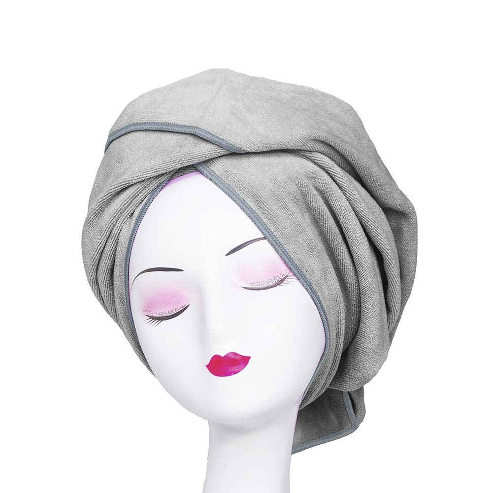 TANCANO Microfiber Towel for Curly Hair Large Anti Frizz Super Absorbent Hair Towel 23.6&#39;&#39;x47&#39;&#39; Fast Hair Drying Towel Hair Wrap for Bath Spa Facial Makeup, Gray