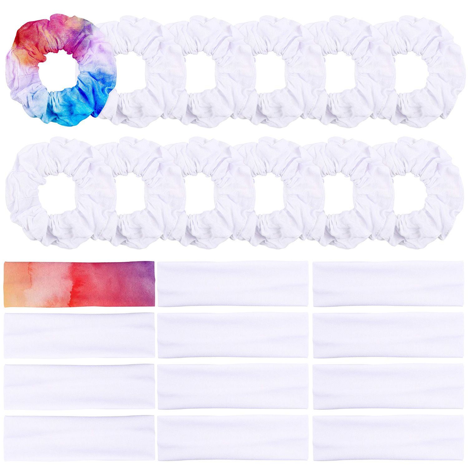 WATINC 24 Pcs White Scrunchies Hairbands for Tie Dye DIY Plain Cotton Hair Scrunchie Elastic Headband Scrunchy Traceless Ties Ponytail Holder Hair Accessories for Women