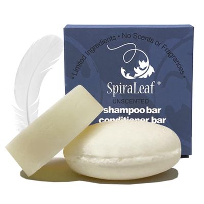 Spiraleaf Shampoo bar and Conditioner Bar Set, Unscented bars made with Limited Ingredients, Concentrated Formula, Natural Oils, Color-Free, Made in the USA
